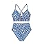 Herseas Womens 2 Piece High Waisted U Wire Bikini Set Floral Print Swimsuit Crisscross Back Bathing Suit Beach Swimwear