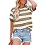 Dokotoo Womens Summer Tops 2026 Striped Color Block Short Sleeve Fashion T-Shirts Crewneck Casual Loose Basic Tee Blouses