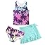 Girls Swimsuits 3 Piece Tankini Bathing Suit Set Cute Bikini Swimwear with Cover Ups Beach Skirt 5-16 Years
