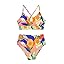 Herseas Womens 2 Piece High Waisted U Wire Bikini Set Floral Print Swimsuit Crisscross Back Bathing Suit Beach Swimwear
