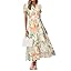 Simplee Women Floral Summer Maxi Dress Boho Flowy Casual Chiffon Short Sleeves V Neck Long Wedding Guest Dresses
