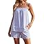Blooming Jelly Women Two Piece Lounge Sets Striped Camisole Top Matching Shorts Set Summer Vacation Outfits with Pocket