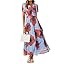 Simplee Women Floral Summer Maxi Dress Boho Flowy Casual Chiffon Short Sleeves V Neck Long Wedding Guest Dresses