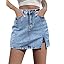 luvamia Skorts Skirts for Women Denim Mini Skirt Side Slit with High Waisted Jean Shorts Stretchy