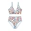 Herseas Women's 2 Piece Floral Print Bikini Sets V Neck Stitch Swimsuits High Waisted Bathing Suit Beach Summer Swimwear
