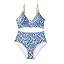 Herseas Women's 2 Piece Floral Print Bikini Sets V Neck Stitch Swimsuits High Waisted Bathing Suit Beach Summer Swimwear