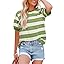 Dokotoo Womens Summer Tops 2026 Striped Color Block Short Sleeve Fashion T-Shirts Crewneck Casual Loose Basic Tee Blouses