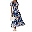 Simplee Women Floral Summer Maxi Dress Boho Flowy Casual Chiffon Short Sleeves V Neck Long Wedding Guest Dresses