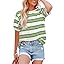 Dokotoo Womens Summer Tops 2026 Striped Color Block Short Sleeve Fashion T-Shirts Crewneck Casual Loose Basic Tee Blouses