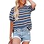 Dokotoo Womens Summer Tops 2026 Striped Color Block Short Sleeve Fashion T-Shirts Crewneck Casual Loose Basic Tee Blouses