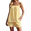 Blooming Jelly Women Two Piece Lounge Sets Striped Camisole Top Matching Shorts Set Summer Vacation Outfits with Pocket