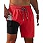 Gleeease 7inch Mens Swim Trunks 2 in 1 with Compression Liner Pockets Drawstring Quick Dry Stretch Lined Funny Beach Pool