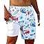 Gleeease 7inch Mens Swim Trunks 2 in 1 with Compression Liner Pockets Drawstring Quick Dry Stretch Lined Funny Beach Pool