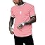 SOLY HUX Men's Crown Letter Print Striped Trim Tee Tops Short Sleeve Crew Neck Summer T Shirt
