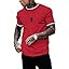 SOLY HUX Men's Crown Letter Print Striped Trim Tee Tops Short Sleeve Crew Neck Summer T Shirt