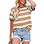 Dokotoo Womens Summer Tops 2026 Striped Color Block Short Sleeve Fashion T-Shirts Crewneck Casual Loose Basic Tee Blouses