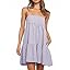 Wenrine Womens Summer Striped Mini Dress Casual Spaghetti Strap Sleeveless A Line Beach Sundress with Pockets