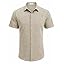 COOFANDY Men's Linen Shirts Short Sleeve Casual Shirts Button Down Shirt for Men Beach Summer Wedding Shirt