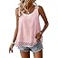 Womens Tank Tops Flowy Sleeveless Summer Boho Tank Top for Women Casual Crewneck Strap Lace Camisole Shirts