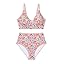Herseas Women's 2 Piece Floral Print Bikini Sets V Neck Stitch Swimsuits High Waisted Bathing Suit Beach Summer Swimwear