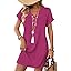 WIHOLL Summer Dresses for Women with Sleeves Midi Dress Button Down Beach Vacation Casual Dresses Fashion Clothing