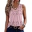 Zeagoo Womens Tank Tops Summer Sleeveless Loose Fit Tops V Neck Pleated Shirts Basic Tees Dressy Casual Trendy Clothes