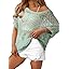 Dokotoo Women's Crochet Cover Up Tops Summer Short Sleeve Off Shoulder Sweater Shirts Beach Swimsuit Coverup