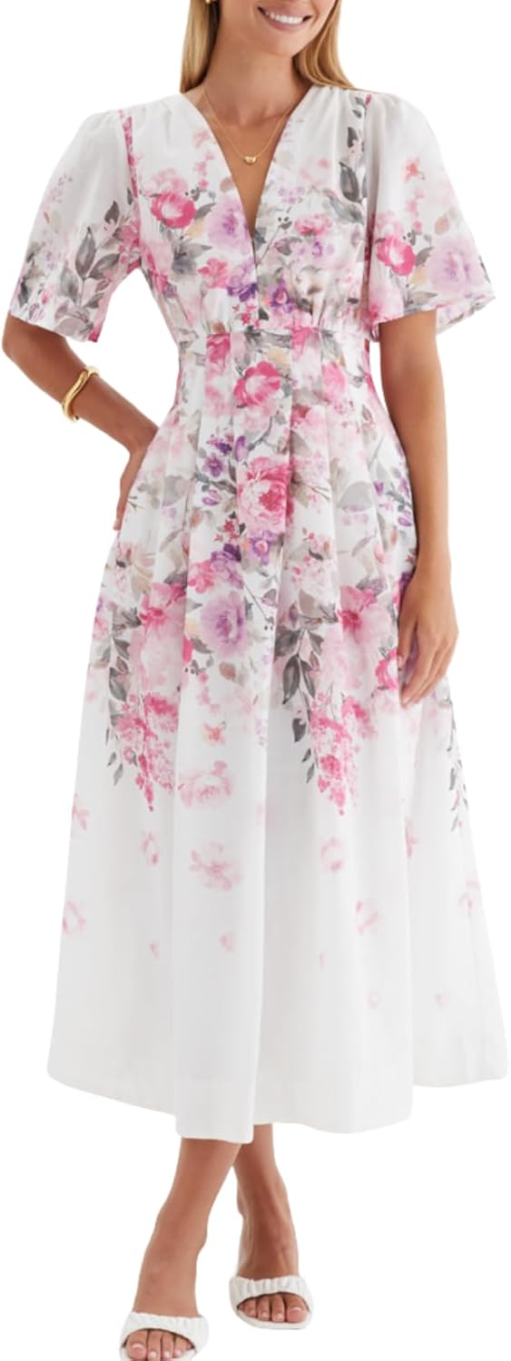 Flessibili Womens Summer Floral Maxi Dress Wedding Guest Party Long Dresses 2026