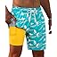 Gleeease 7inch Mens Swim Trunks 2 in 1 with Compression Liner Pockets Drawstring Quick Dry Stretch Lined Funny Beach Pool
