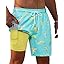 Gleeease 7inch Mens Swim Trunks 2 in 1 with Compression Liner Pockets Drawstring Quick Dry Stretch Lined Funny Beach Pool