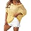 Dokotoo Women's Crochet Cover Up Tops Summer Short Sleeve Off Shoulder Sweater Shirts Beach Swimsuit Coverup