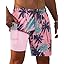 Gleeease 7inch Mens Swim Trunks 2 in 1 with Compression Liner Pockets Drawstring Quick Dry Stretch Lined Funny Beach Pool