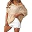 Dokotoo Women's Crochet Cover Up Tops Summer Short Sleeve Off Shoulder Sweater Shirts Beach Swimsuit Coverup