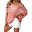 Dokotoo Women's Crochet Cover Up Tops Summer Short Sleeve Off Shoulder Sweater Shirts Beach Swimsuit Coverup