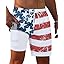 Gleeease 7inch Mens Swim Trunks 2 in 1 with Compression Liner Pockets Drawstring Quick Dry Stretch Lined Funny Beach Pool