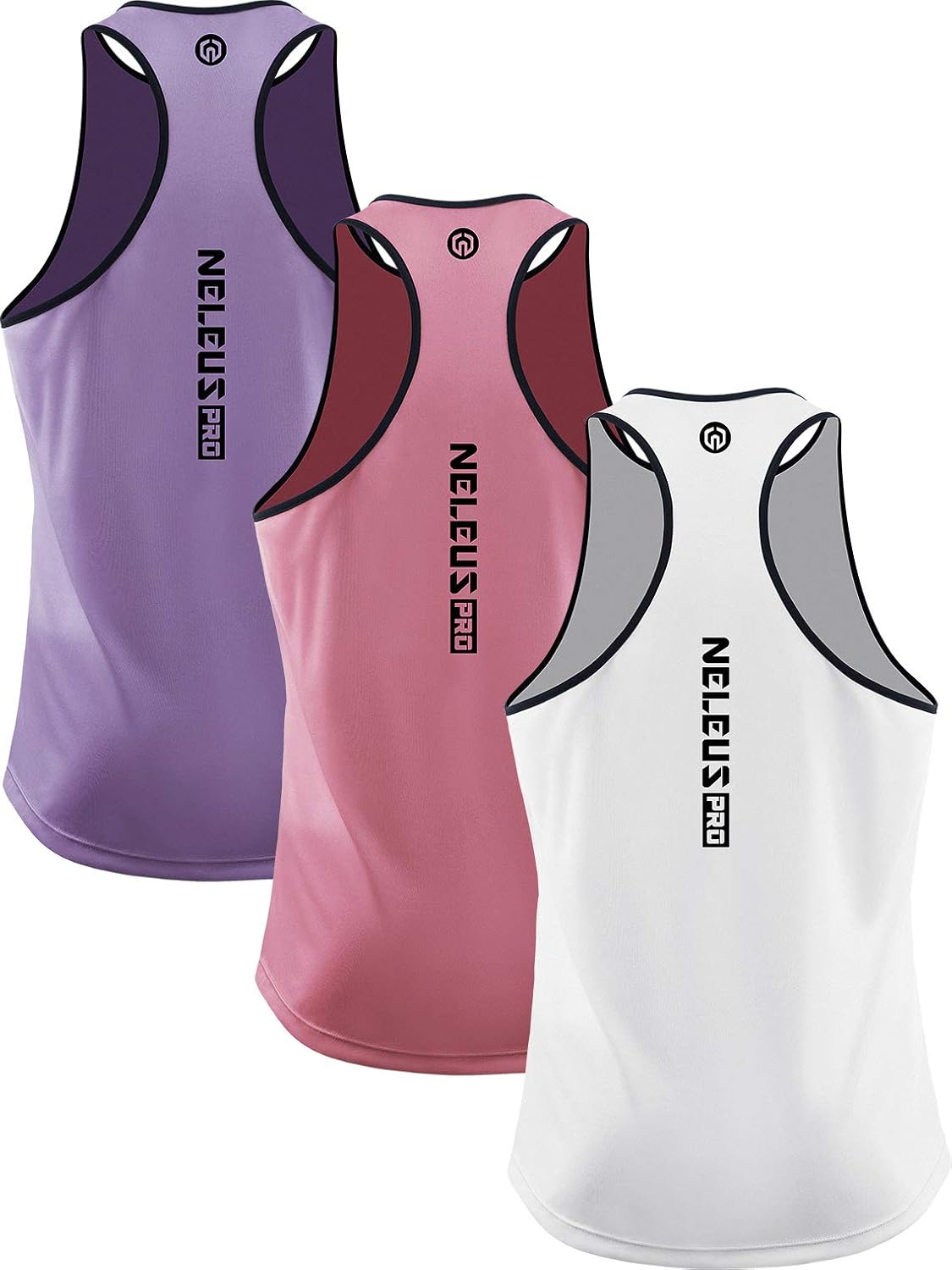 NELEUS Men's 3 Pack Dry Fit Y-Back Muscle Tank Workout Gym Shirt