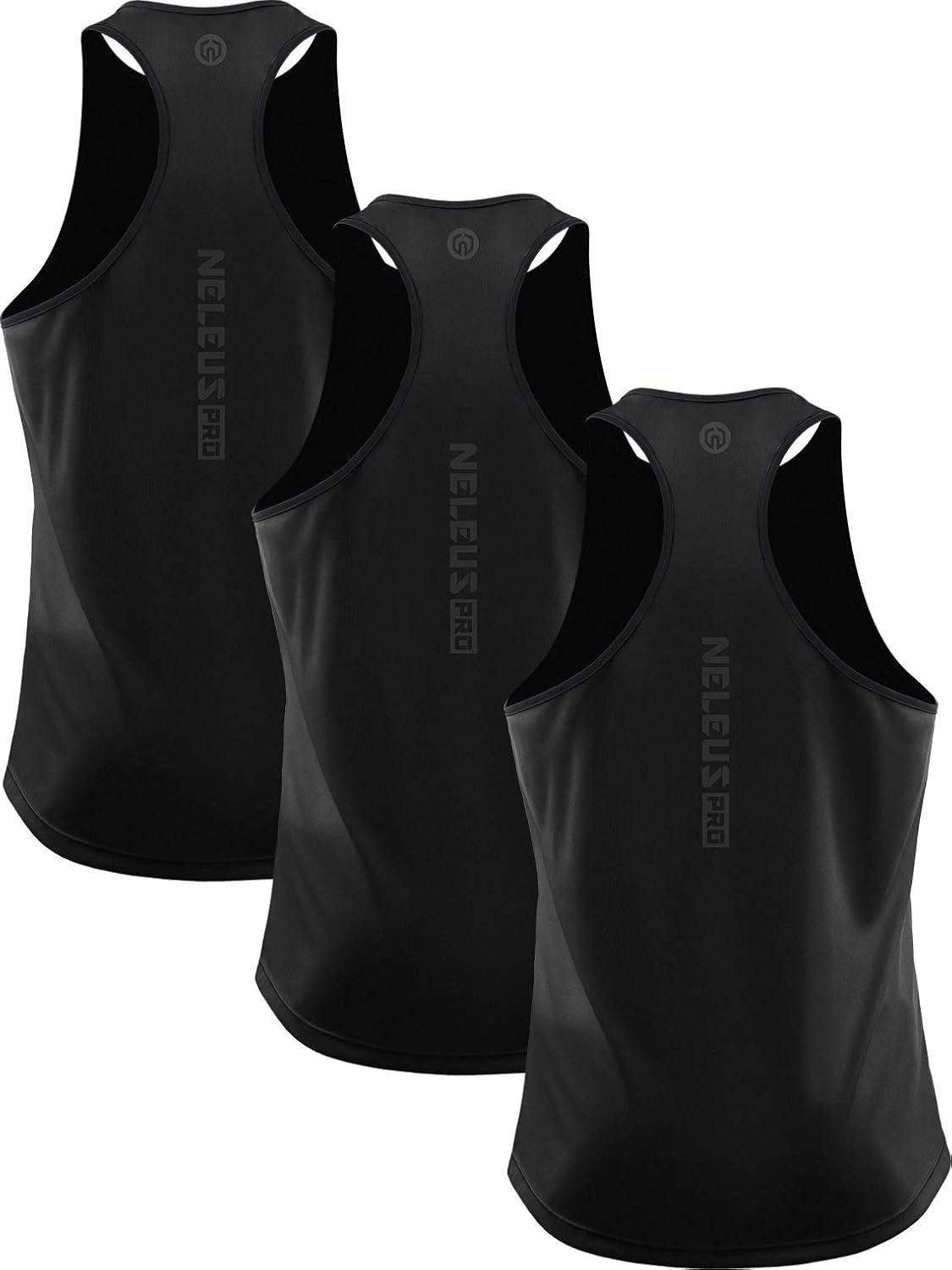 NELEUS Men's 3 Pack Dry Fit Y-Back Muscle Tank Workout Gym Shirt