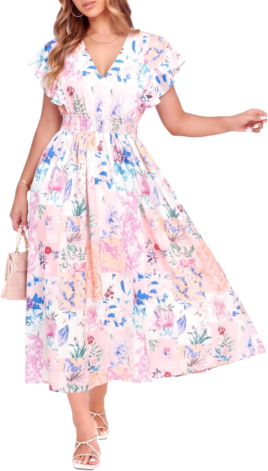 Flessibili Womens Summer Floral Maxi Dress Wedding Guest Party Long Dresses 2026