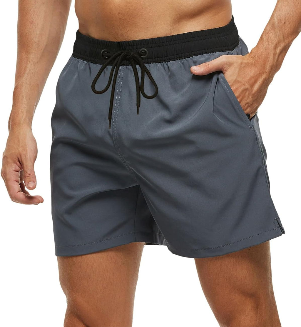 Tyhengta Men's Swim Trunks Quick Dry Beach Shorts with Zipper Pockets and Mesh Lining