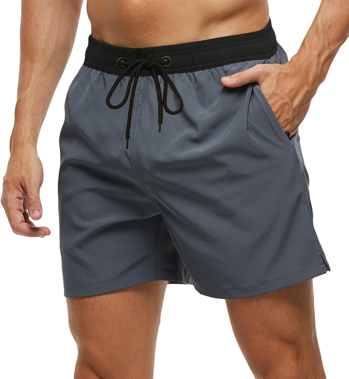 Tyhengta Men's Swim Trunks Quick Dry Beach Shorts with Zipper Pockets and Mesh Lining