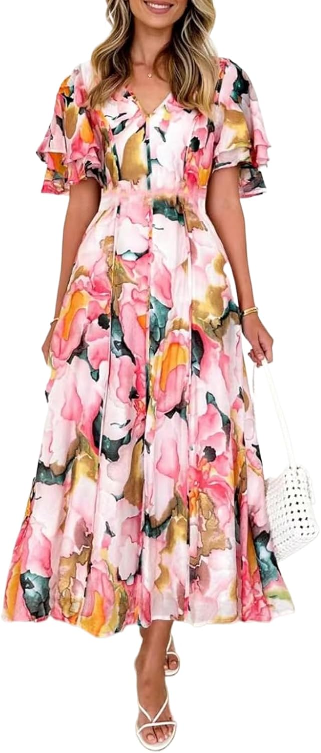 Flessibili Womens Summer Floral Maxi Dress Wedding Guest Party Long Dresses 2026