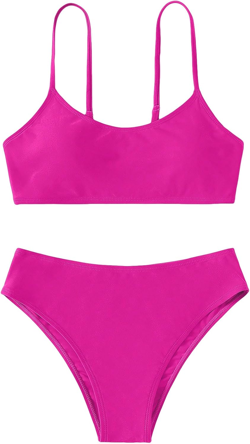 SHENHE Girl's 2 Piece O Ring Bikini High Waisted Spaghetti Strap Cute Swimsuit Bathing Suit