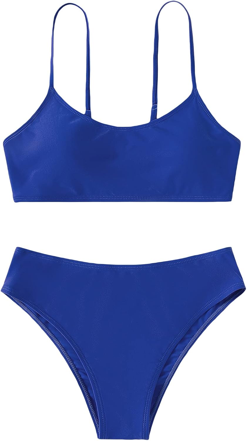 SHENHE Girl's 2 Piece O Ring Bikini High Waisted Spaghetti Strap Cute Swimsuit Bathing Suit