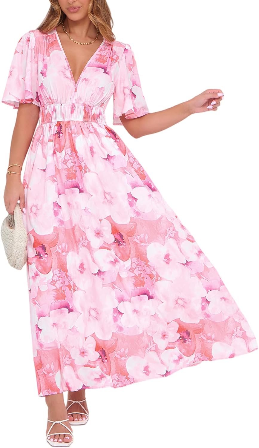 Flessibili Womens Summer Floral Maxi Dress Wedding Guest Party Long Dresses 2026