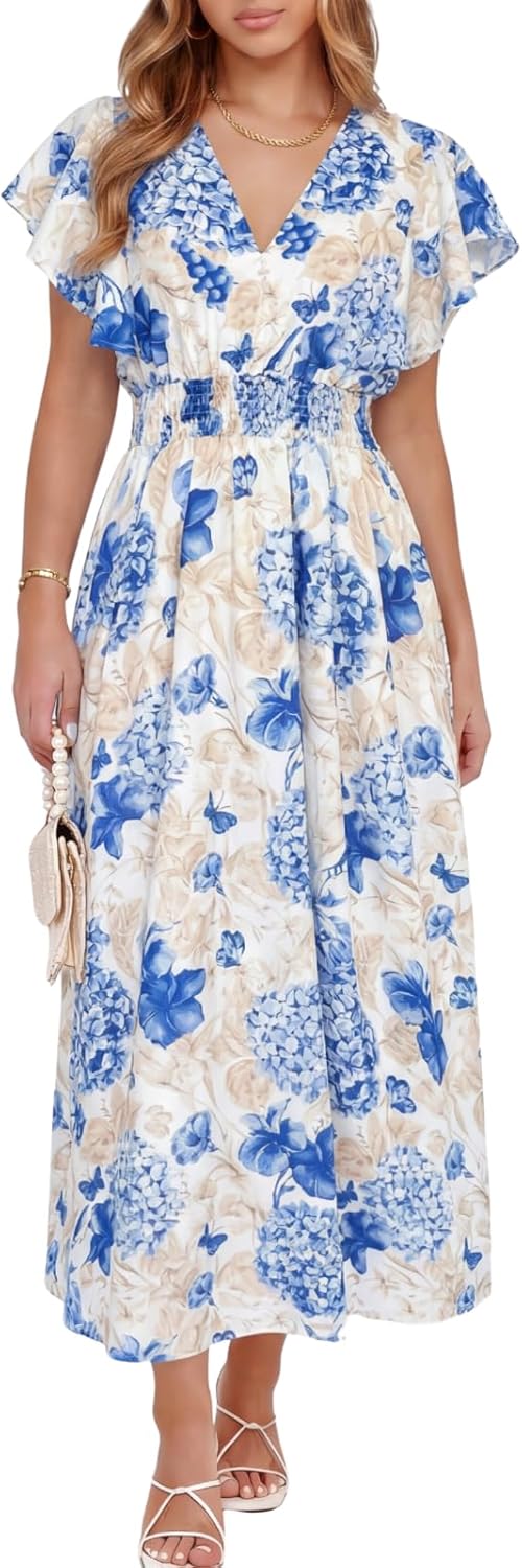 Flessibili Womens Summer Floral Maxi Dress Wedding Guest Party Long Dresses 2026