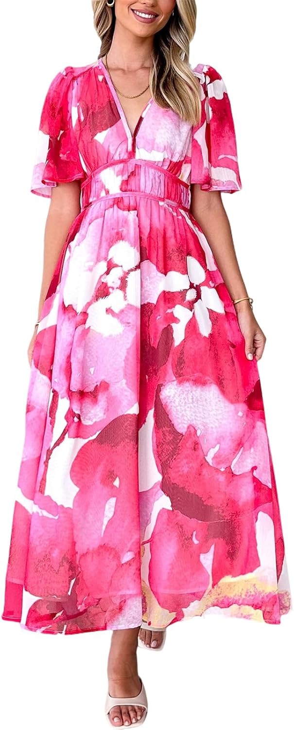 Flessibili Womens Summer Floral Maxi Dress Wedding Guest Party Long Dresses 2026