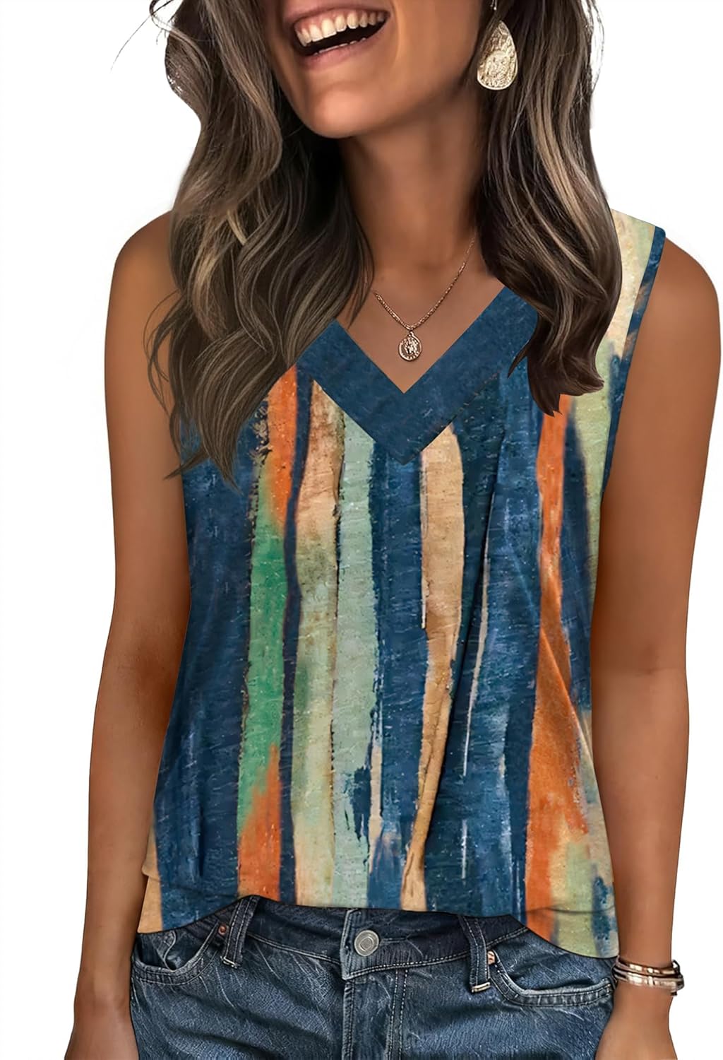 Zeagoo Tank Top for Women V Neck Loose Fit Sleeveless Summer Tops Business Casual Outfits Dressy Blouses Shirts