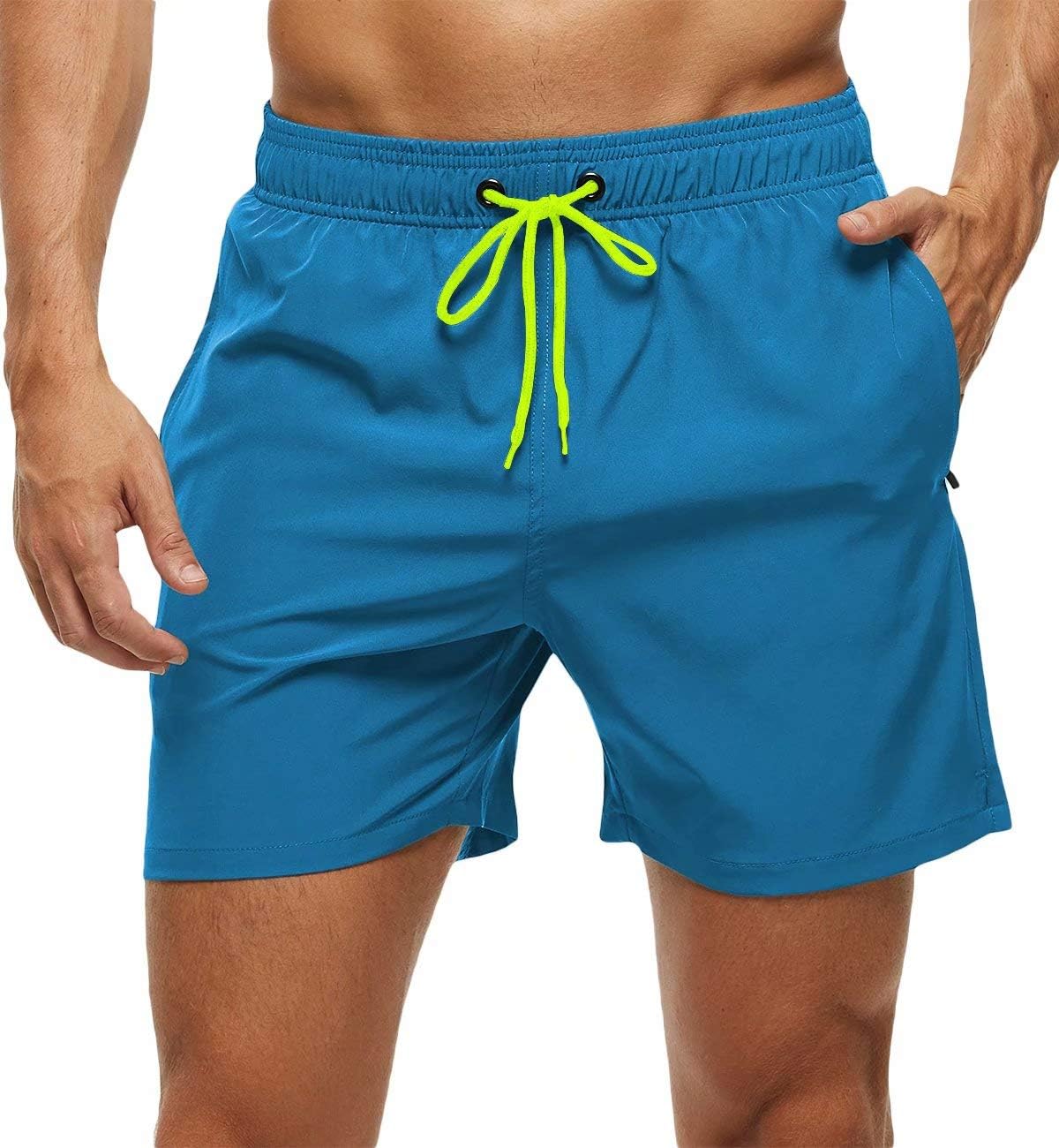 Tyhengta Men's Swim Trunks Quick Dry Beach Shorts with Zipper Pockets and Mesh Lining