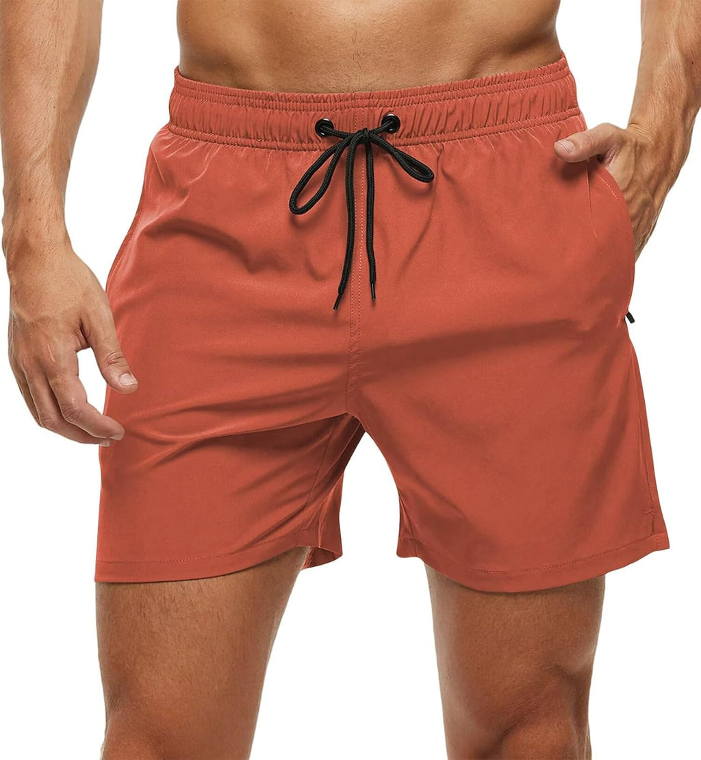Tyhengta Men's Swim Trunks Quick Dry Beach Shorts with Zipper Pockets and Mesh Lining