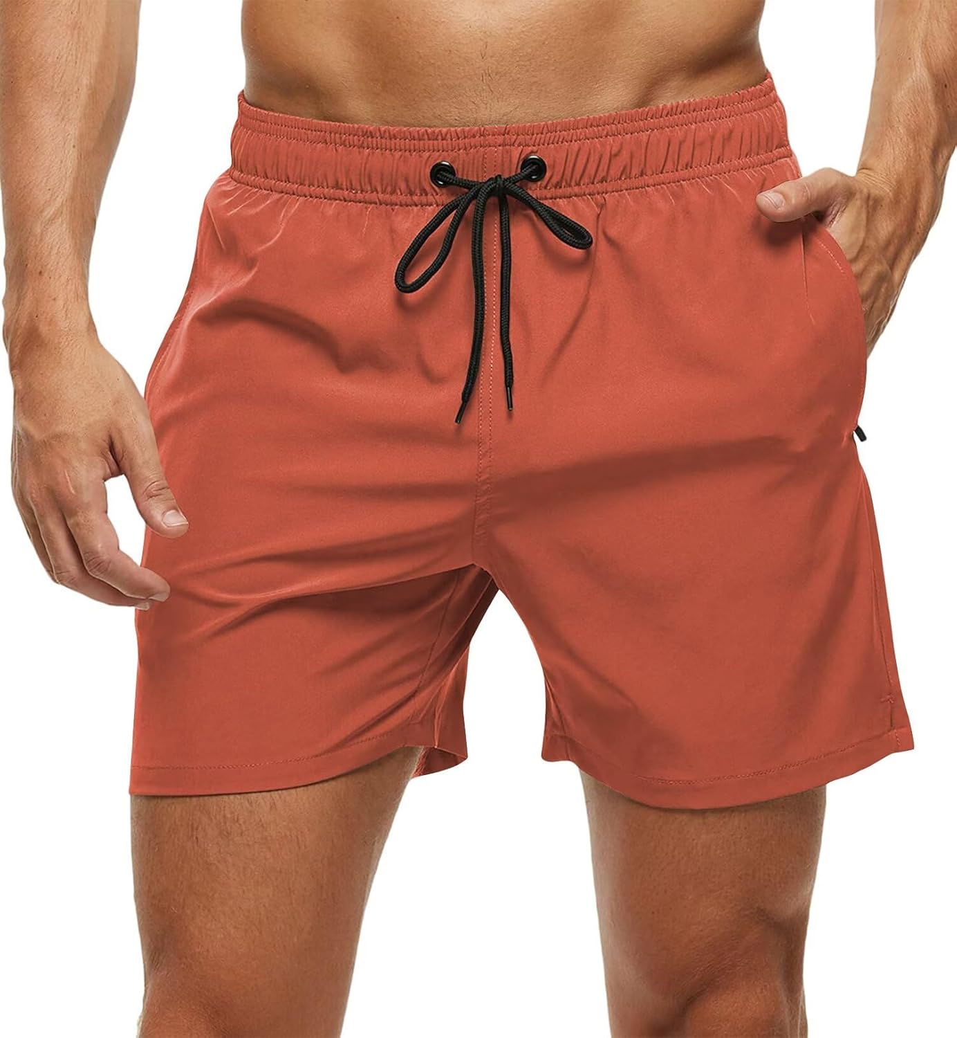 Tyhengta Men's Swim Trunks Quick Dry Beach Shorts with Zipper Pockets and Mesh Lining
